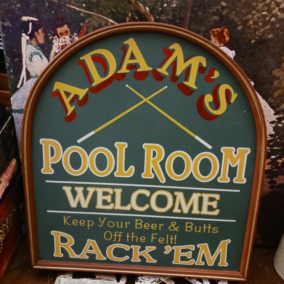 🎱🦈Billard Hall Wall Decor Welcome Sign Size12.5"×11.5"×1.5",Like New!!Rack Em. - Picture 8 of 8